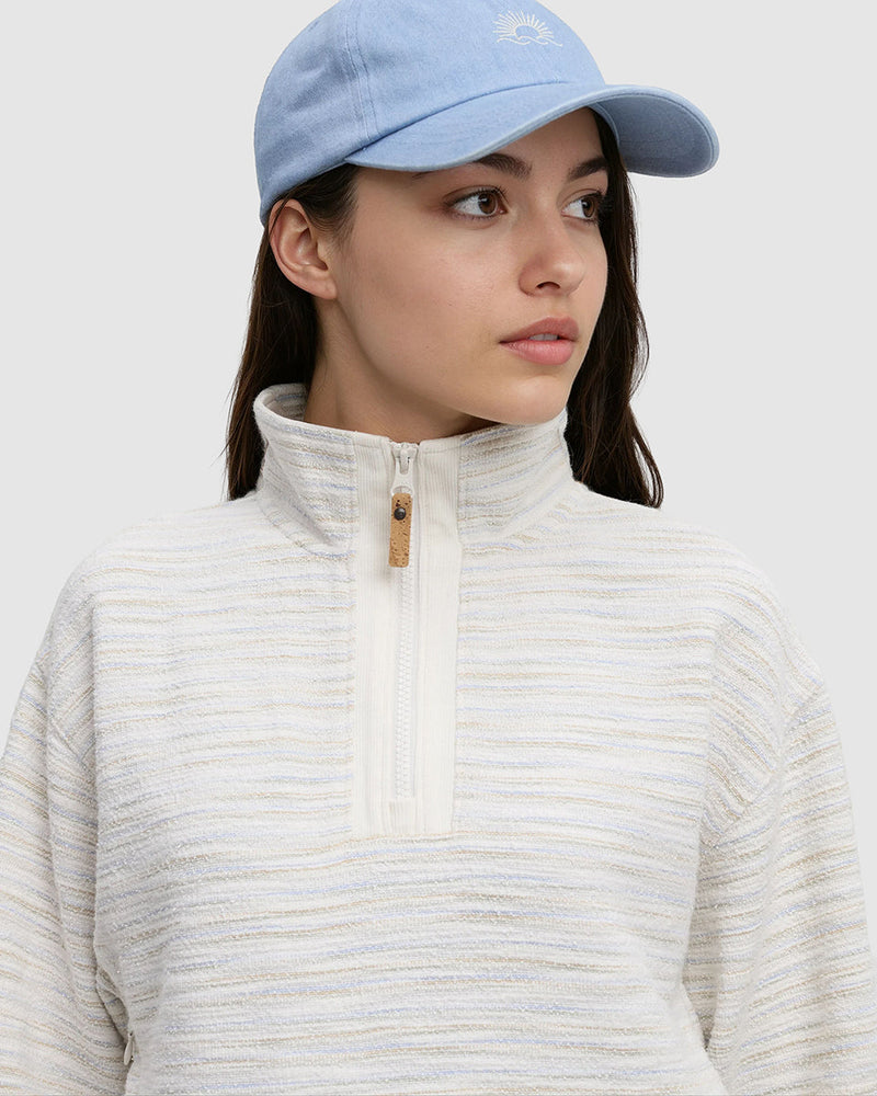 White-Relaxed-Fit-Slub-Cotton-Quarter-Zip