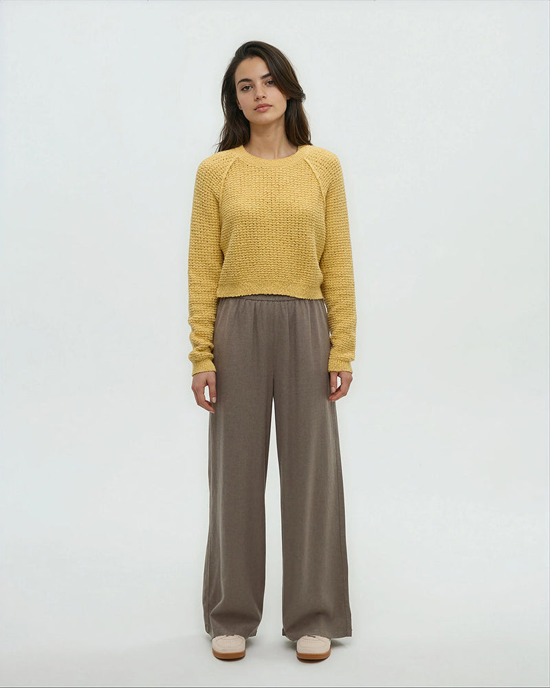 Yellow-Oversize-Cropped-Recycled-Cotton-Sweater