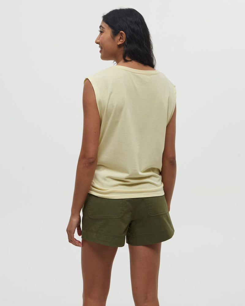 Yellow-Twist-Front-Sleeveless-T-Shirt