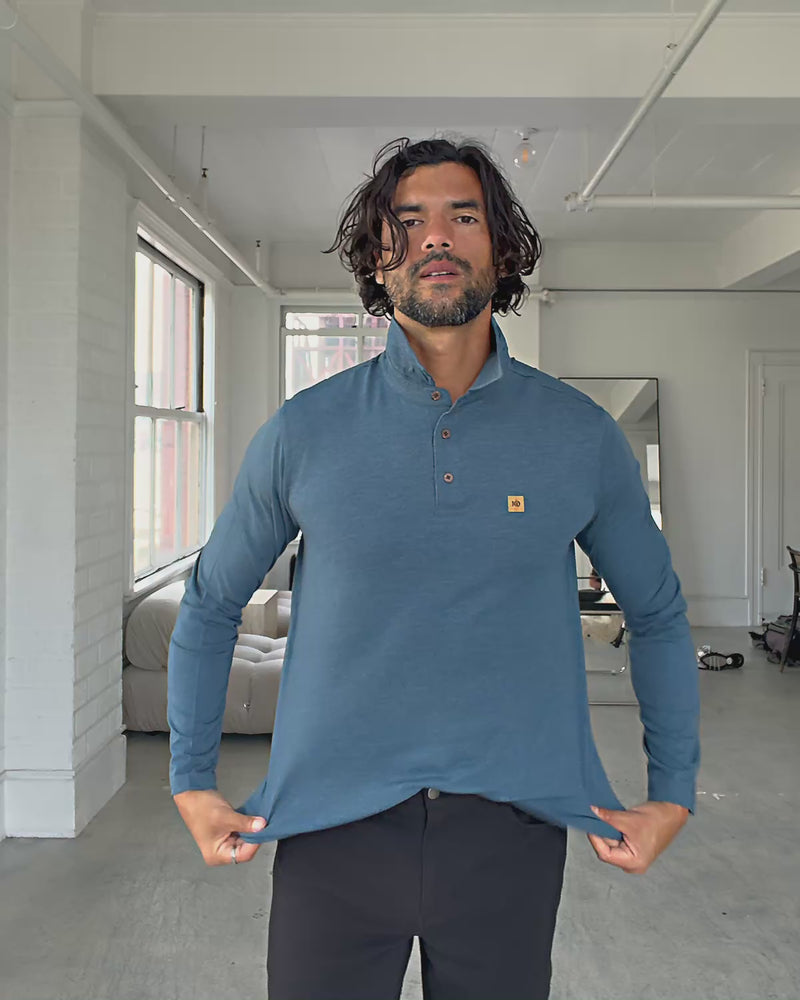 Blue-Regular-TreeBlend-Longsleeve-Polo