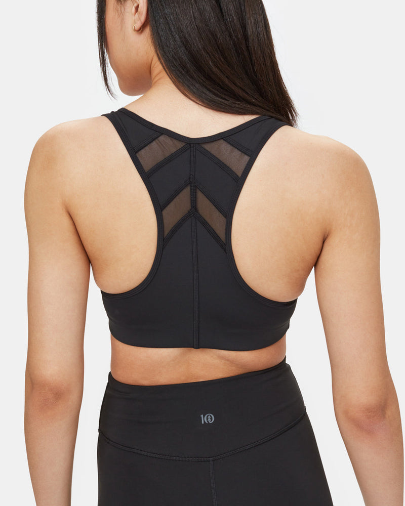 Black Women's Recycled Mesh Sports Bra Top