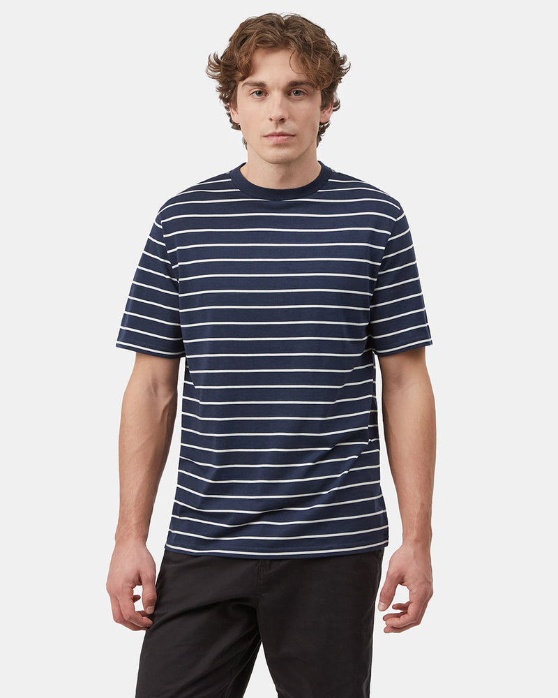 Mens Stripe Relaxed T-Shirt | Recycled Polyester Mens Stripe Relaxed T-Shirt | Recycled Polyester