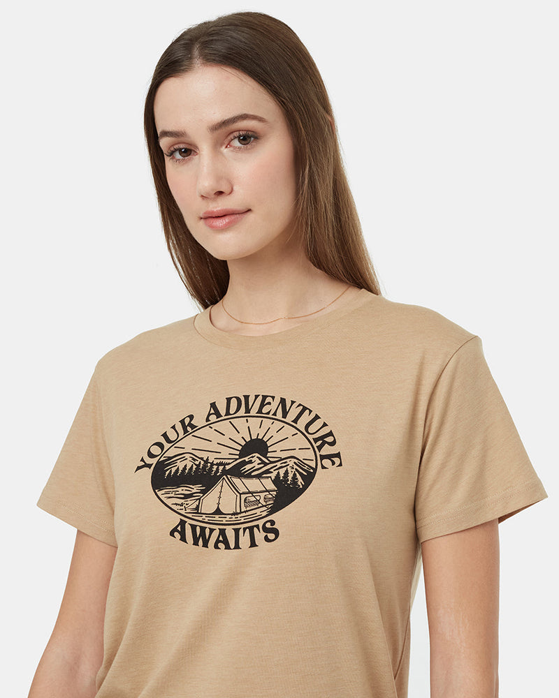 Brown-Recycled-Polyester-Graphic-T-Shirt