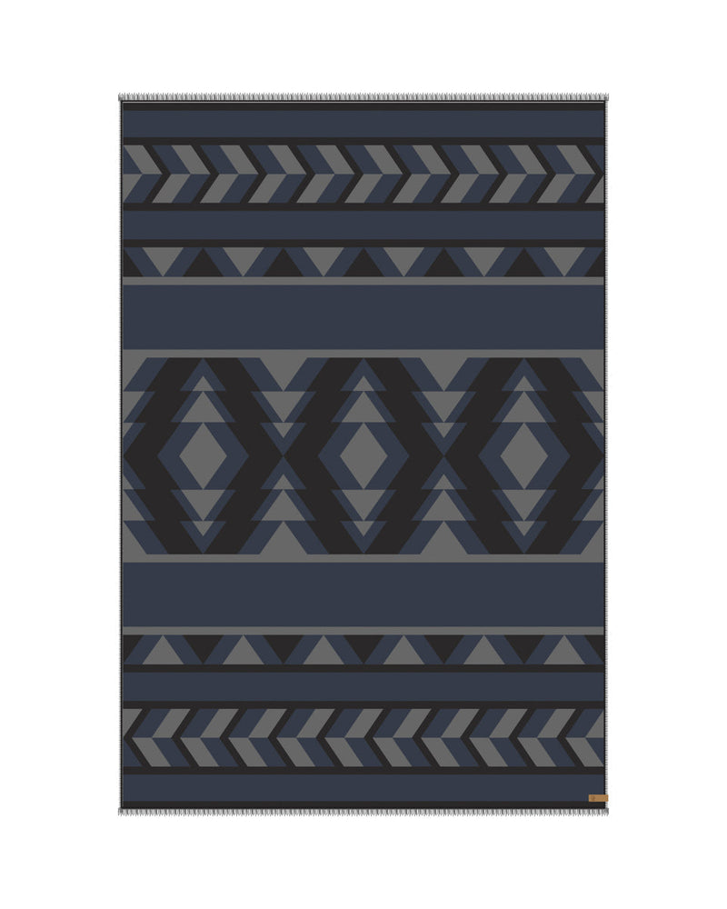 Black,Blue Organic Cotton Pattern Blanket Scarf