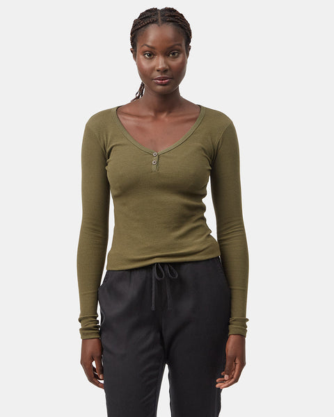 Womens Rib Henley | Organic Cotton