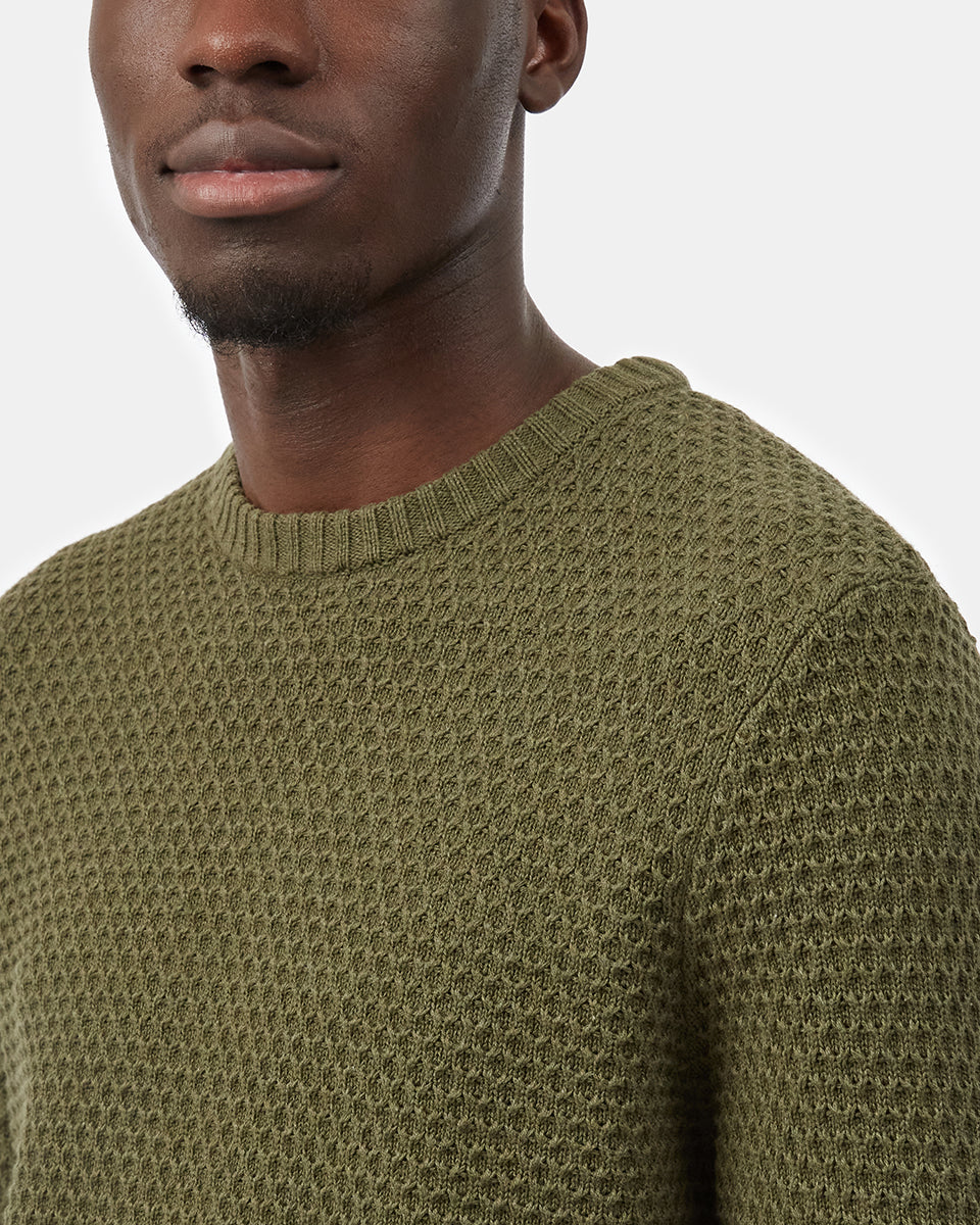 Mens Highline Waffle Stitch Crew | Organic Cotton