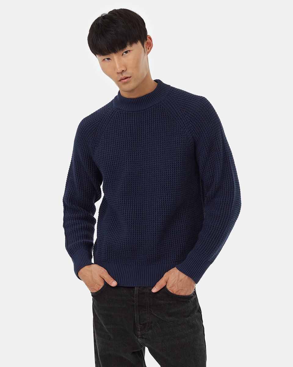 Mens Highline Mock Neck Waffle Crew | Organic Cotton