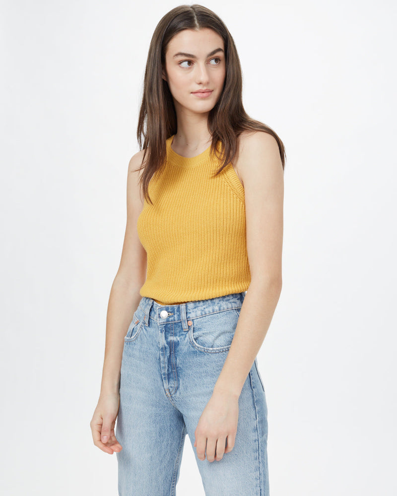 Yellow Women's Knit Halter Neck Top