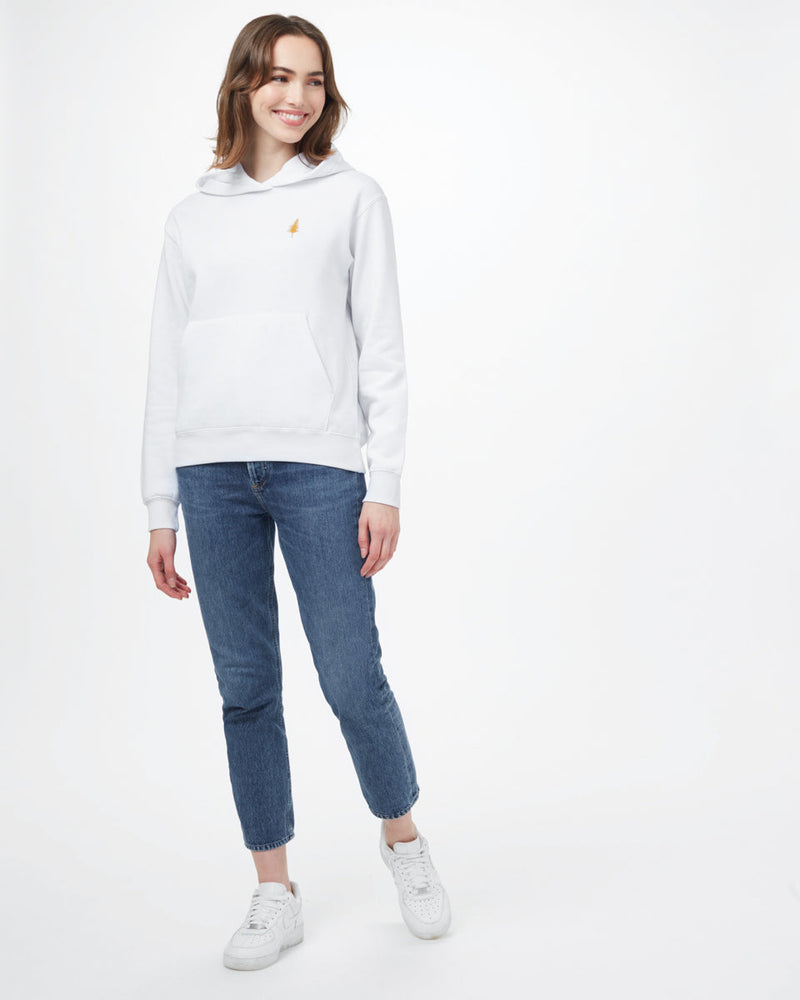 White,Yellow Organic Fleece Pullover Hoodie