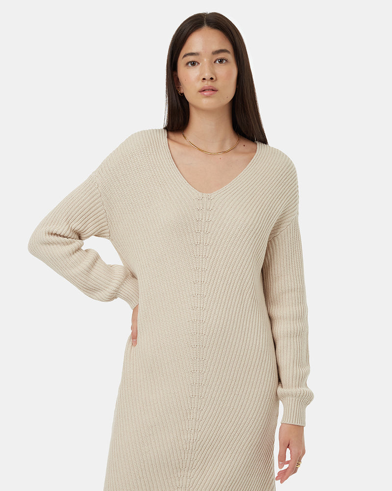 Womens Highline V-Neck Sweater Dress | Organic Cotton Womens Highline V-Neck Sweater Dress | Organic Cotton