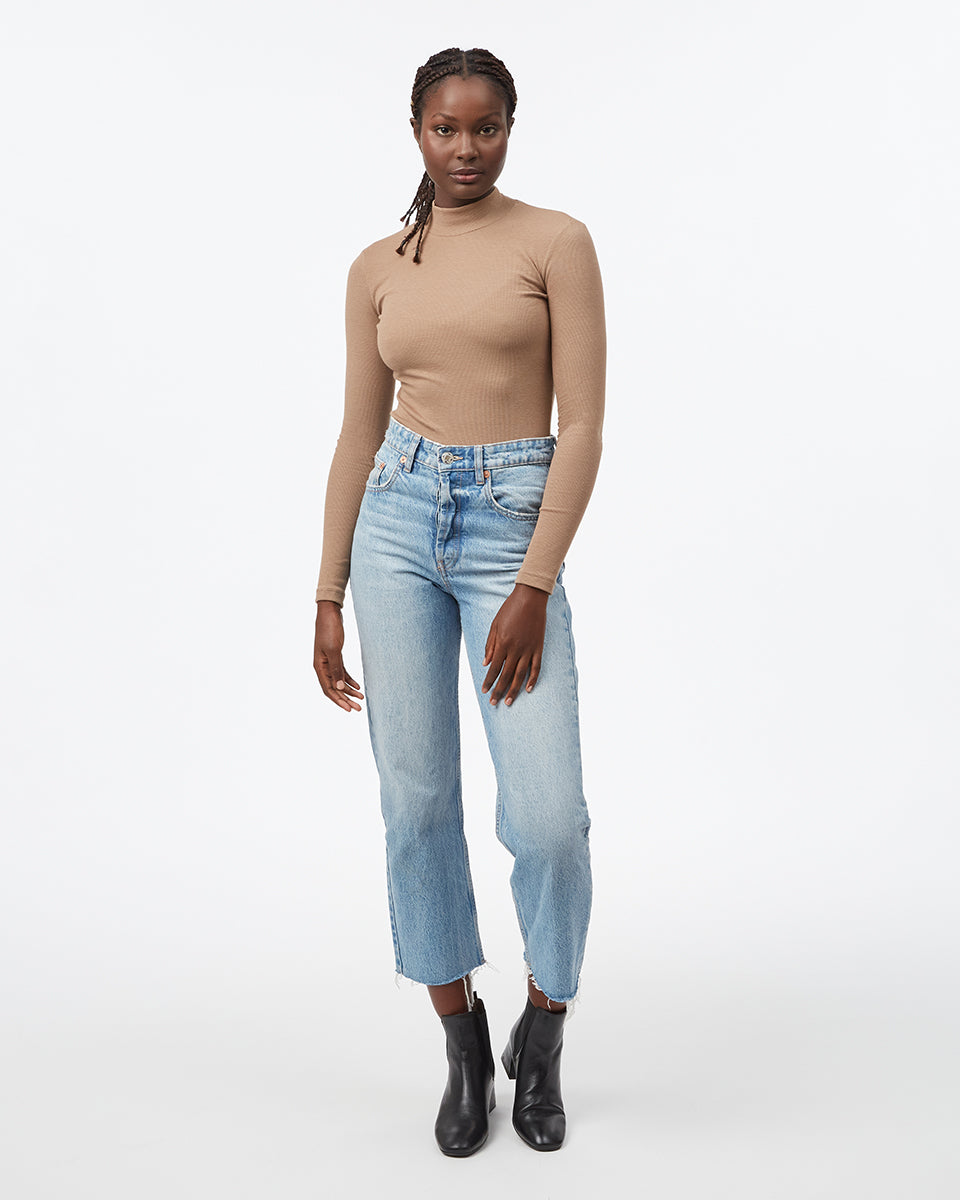 Womens Rib Mock Neck Longsleeve | Organic Cotton