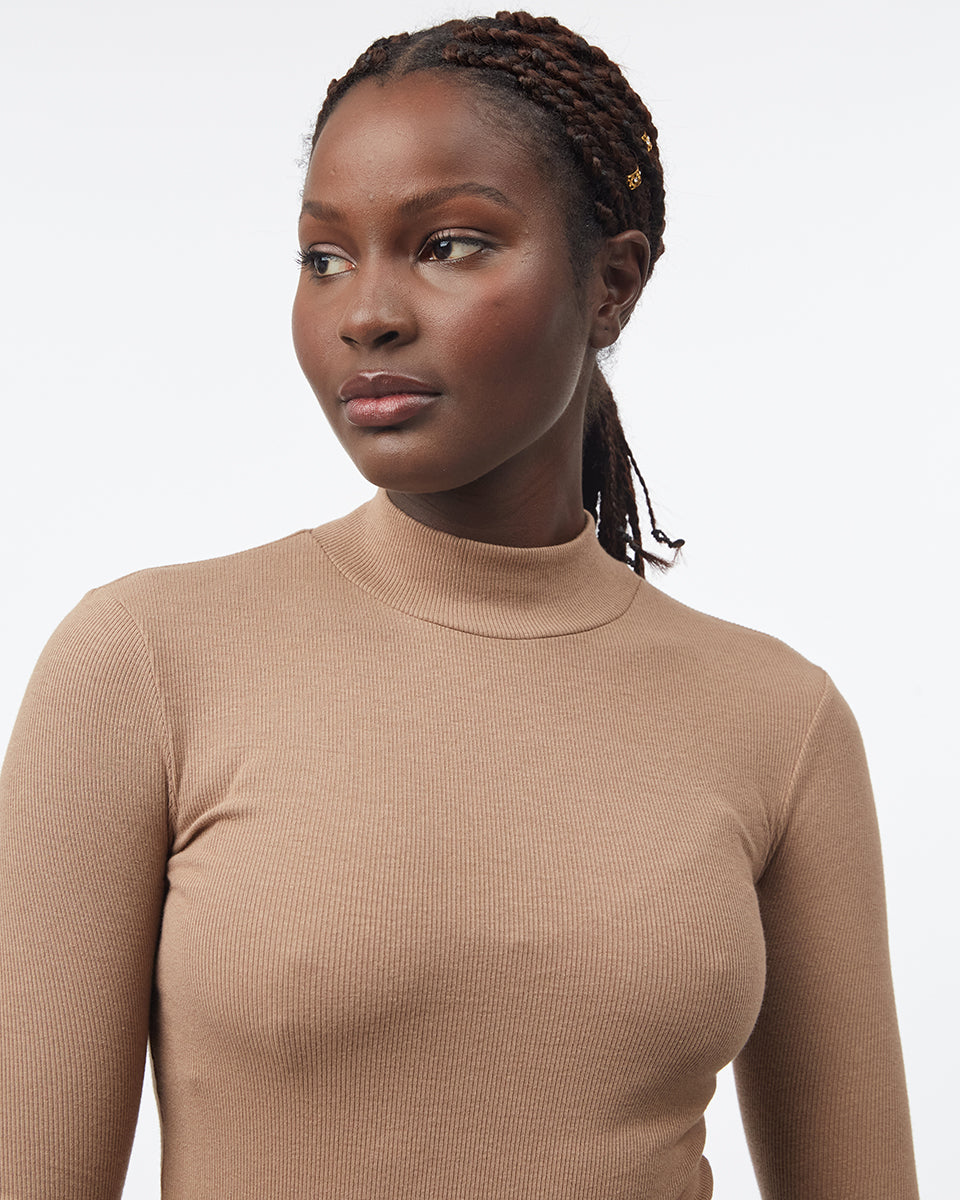 Womens Rib Mock Neck Longsleeve | Organic Cotton