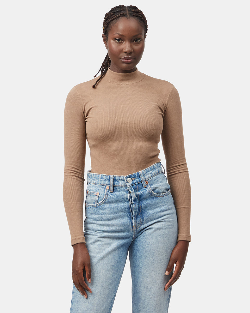 8YARDS Women’s RIB MOCK 2G Womens Rib Mock Neck Longsleeve | Organic Cotton