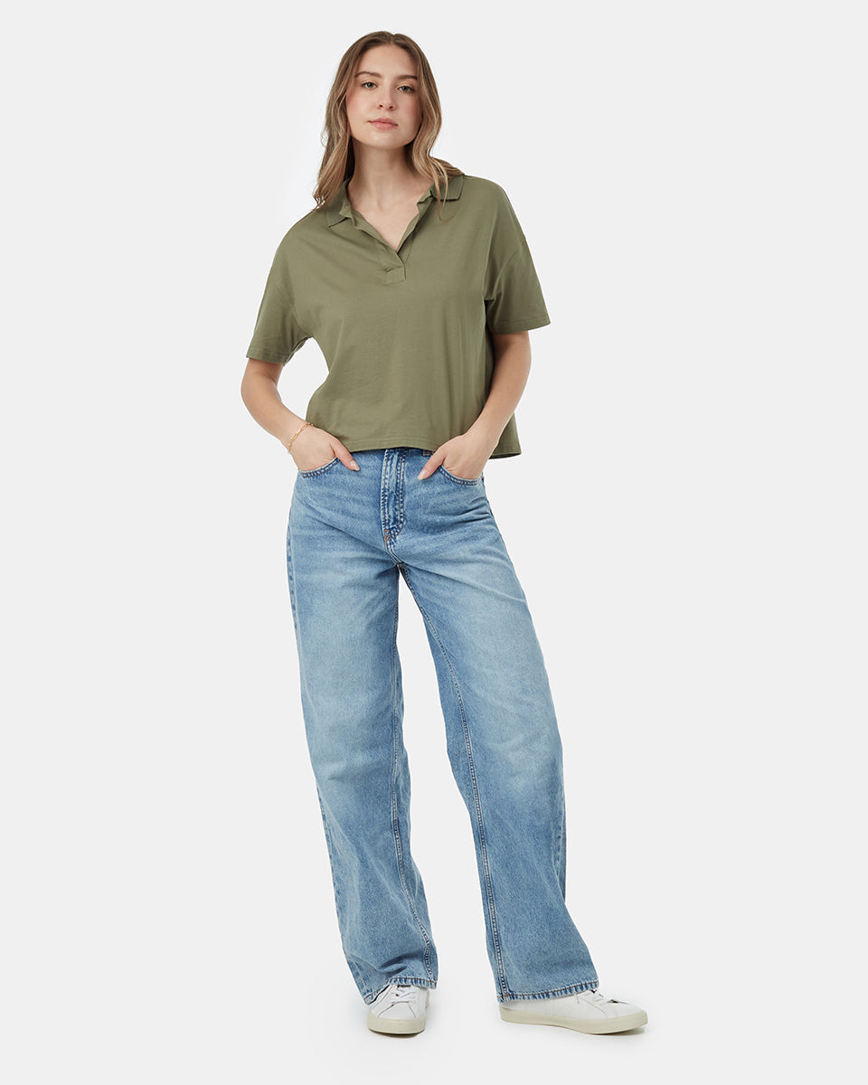 Womens Oversized Polo Shirt | Organic Cotton