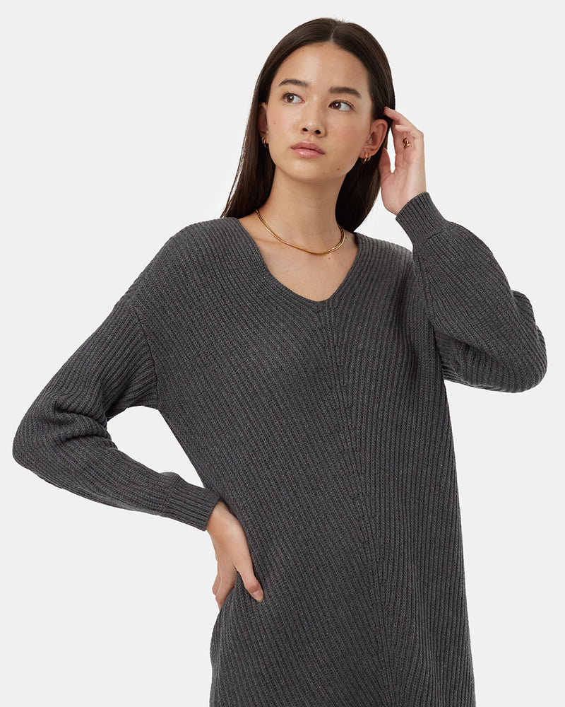 Womens Highline V-Neck Sweater Dress | Organic Cotton Womens Highline V-Neck Sweater Dress | Organic Cotton