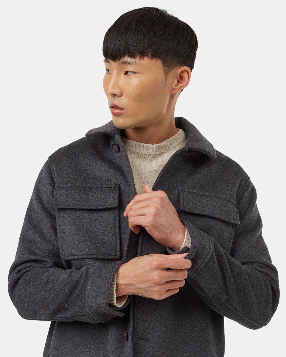 Mens Wool Button Down Jacket | 80% Recycled Wool